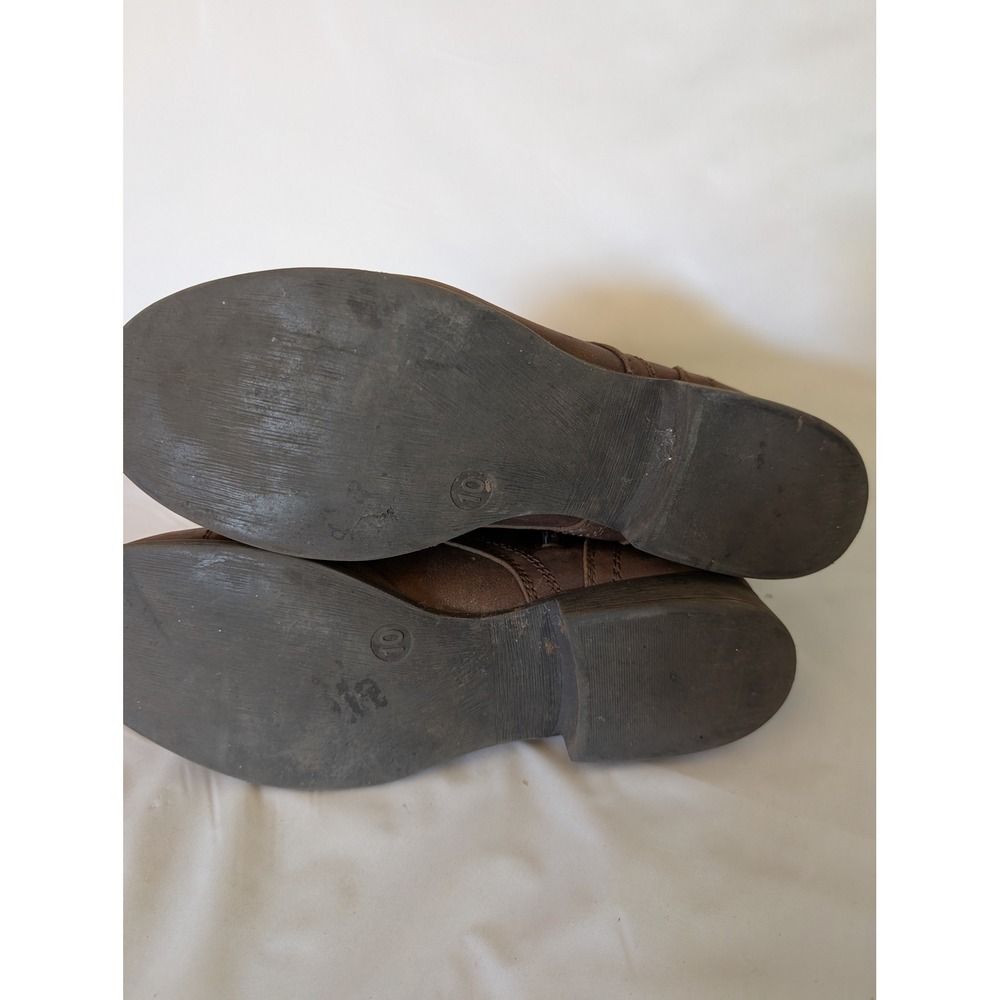 Brown Lace Up Combat Boots, Riding Side Zip Cap Toe Mid Calf Size 10 RN17730 - Picture 5 of 5